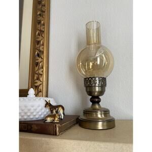 Vintage Hurricane Candle Holder Candle Lamp Iridescent Glass Shade